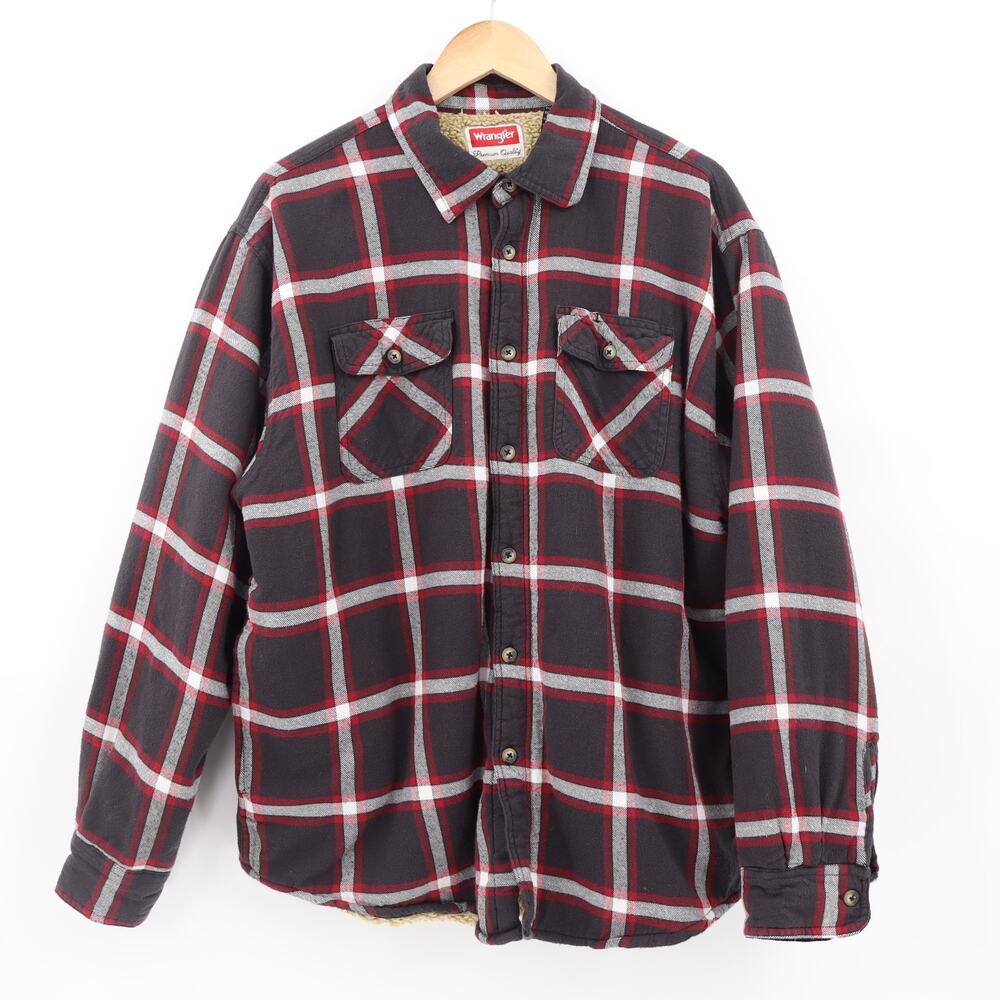 Wrangler Sherpa Lined Flannel Shacket Shirt Jacket XL Cabin Lumberjack